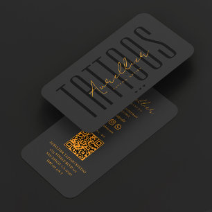Minimal Tattoo Artist Black Orange Tattoos Studio  Business Card
