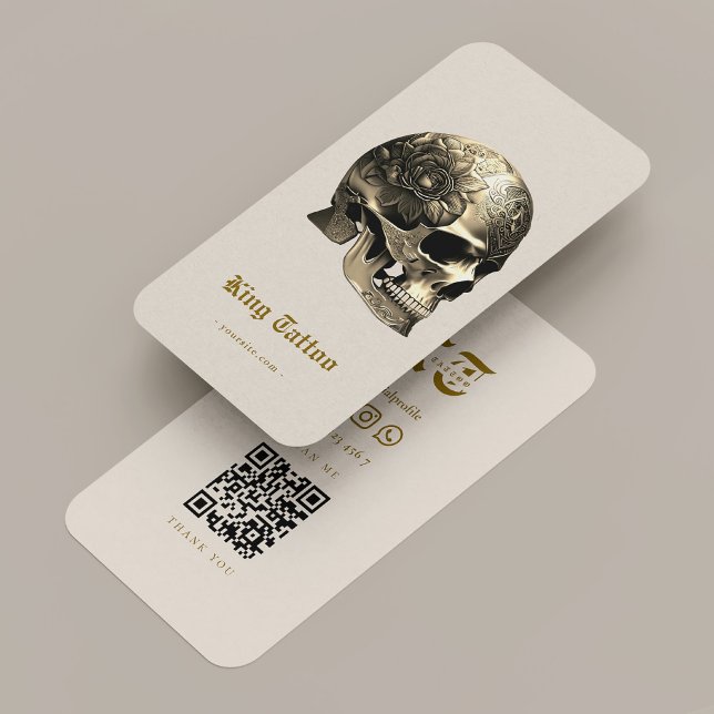Minimal Tattoo Artist Sand Tattooist Skull Business Card (Creator Uploaded)