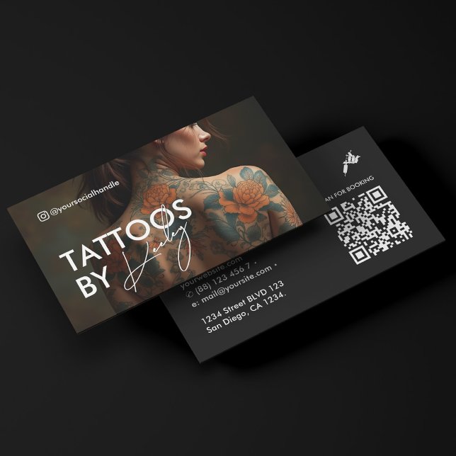 Minimal Tattoo Artist Tattooist Full Photo Qr Code Business Card (Minimal Tattoo Artist Tattooist Full Photo Qr Code Business Card
)