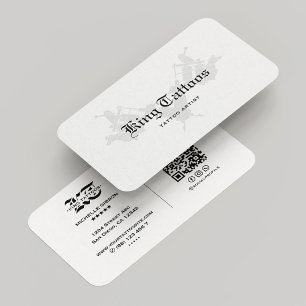 Minimal Tattooist Tattoo Artist Modern Goth White Business Card