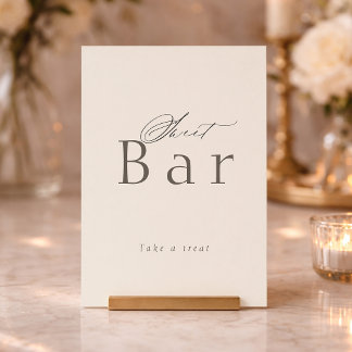 Minimal Taupe Dessert Table Sign Invitation