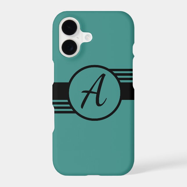 Minimal Teal Blue Monogram Initial Case-Mate iPhone Case (Back)