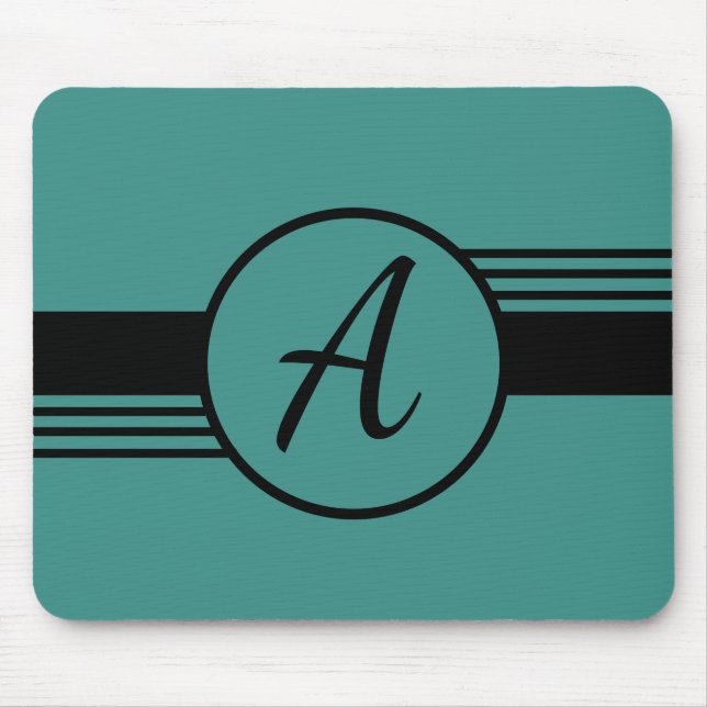 Minimal Teal Blue Monogram Initial Mouse Pad (Front)