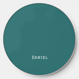 Minimal Teal Blue Monogrammed Wireless Charger