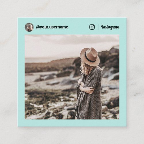 Minimal teal modern photo Instagram social media Calling Card
