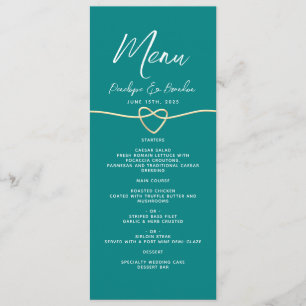 Minimal Teal Wedding Menu