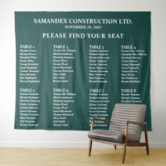 Minimal Teal White Event Seating Chart Sign Tapestry
