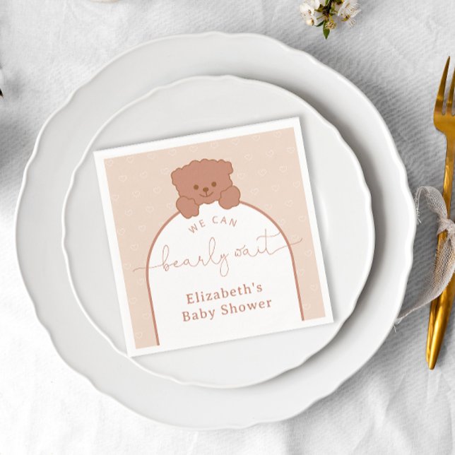 Minimal Teddy Bear Gender Neutral Baby Shower Napkins (Creator Uploaded)