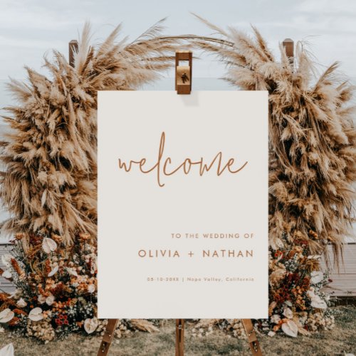 Minimal Terracotta Beige Wedding Welcome Sign