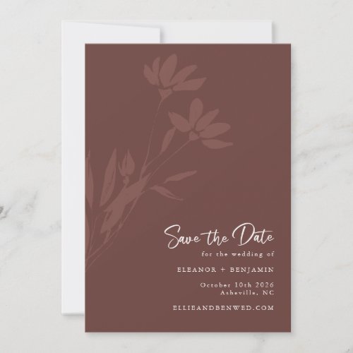 Minimal Terracotta Boho Botanical Script Wedding Save The Date