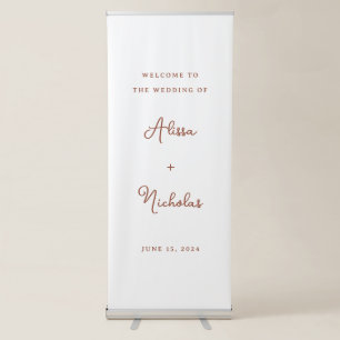 Minimal Terracotta Calligraphy Wedding Welcome Retractable Banner