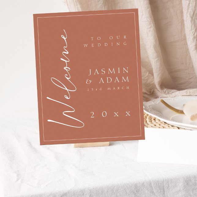 Minimal Terracotta Elegant Wedding Welcome Sign (Creator Uploaded)