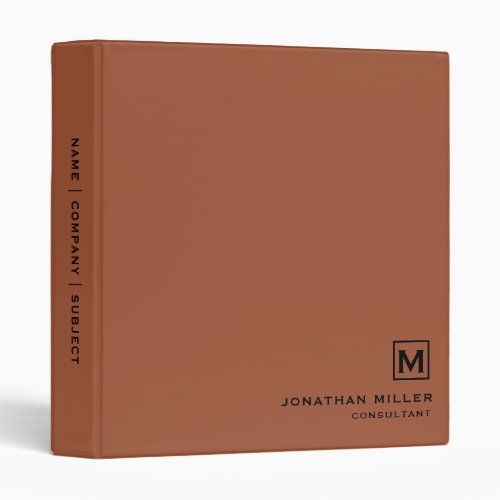 Minimal Terracotta Monogram 3 Ring Binder