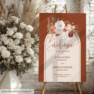 Minimal Terracotta Pampas Sage Boho Arch Welcome Foam Board