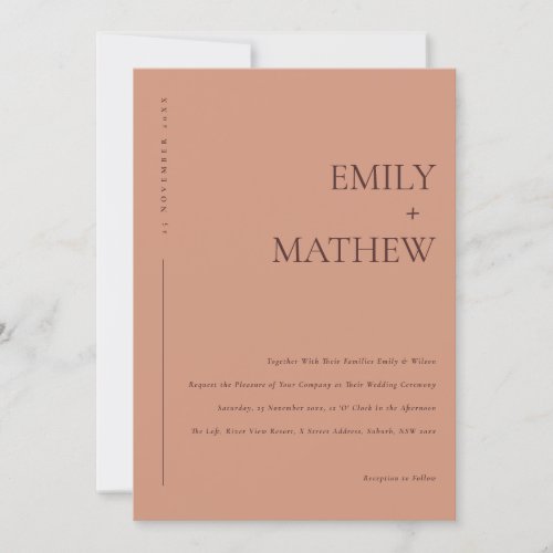 MINIMAL TERRACOTTA RUST ORANGE TYPOGRAPHY WEDDING INVITATION