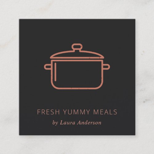 MINIMAL TERRACOTTA RUST POT MEAL CHEF CATERING SQUARE BUSINESS CARD
