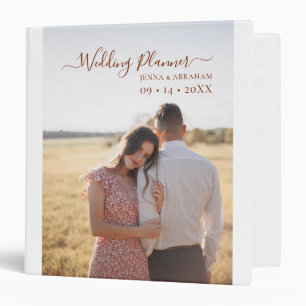Minimal Terracotta Script Photo Wedding Planner 3 Ring Binder