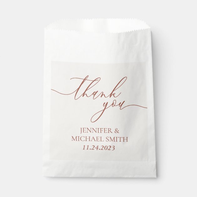 Minimal Terracotta Script terracotta Thank You Favor Bag