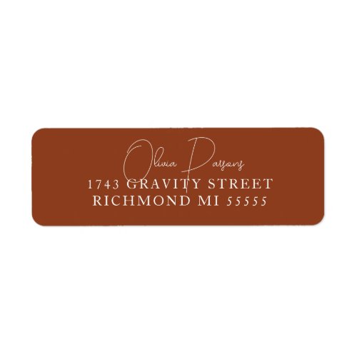 Minimal Terracotta Scripted Address Label