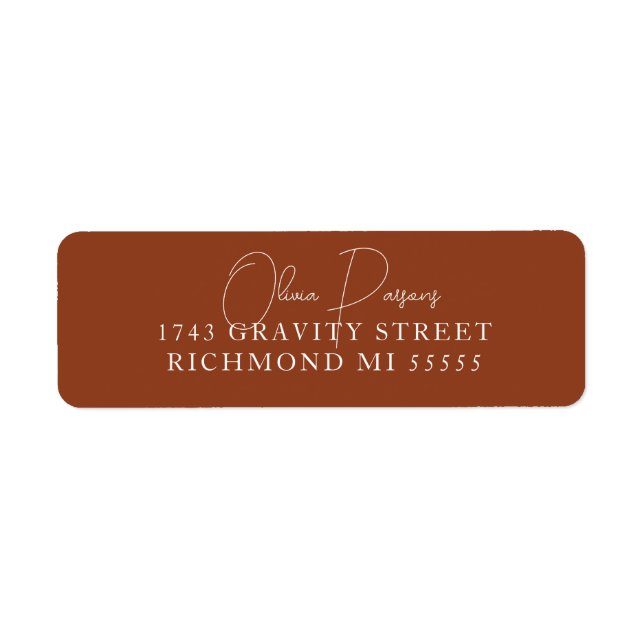Minimal Terracotta Scripted Address Label (Front)