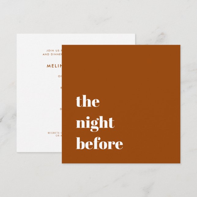 Minimal Terracotta Typography Wedding Rehearsal Invitation (Front/Back)