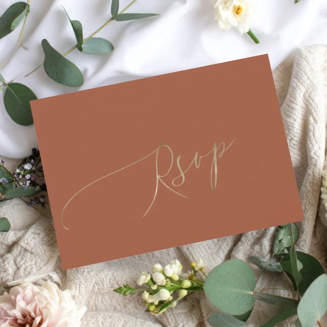 Minimal Terracotta Wedding RSVP Card (Creator Uploaded)