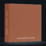 Minimal Terracotta White Monogram 3 Ring Binder<br><div class="desc">Simple binder features a modern design with modern font on terracotta background. Custom name presented on the front,  with name company or subject on the spine in stylish simple font.</div>