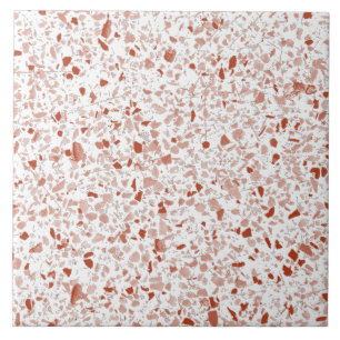 Minimal Terracotta White Terrazzo Stone Pattern Ceramic Tile