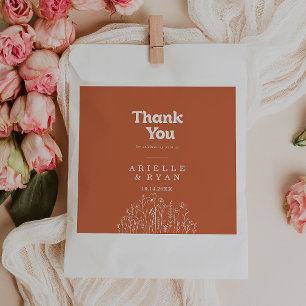 Minimal Terracotta Wildflower Thank You Wedding Favor Bag