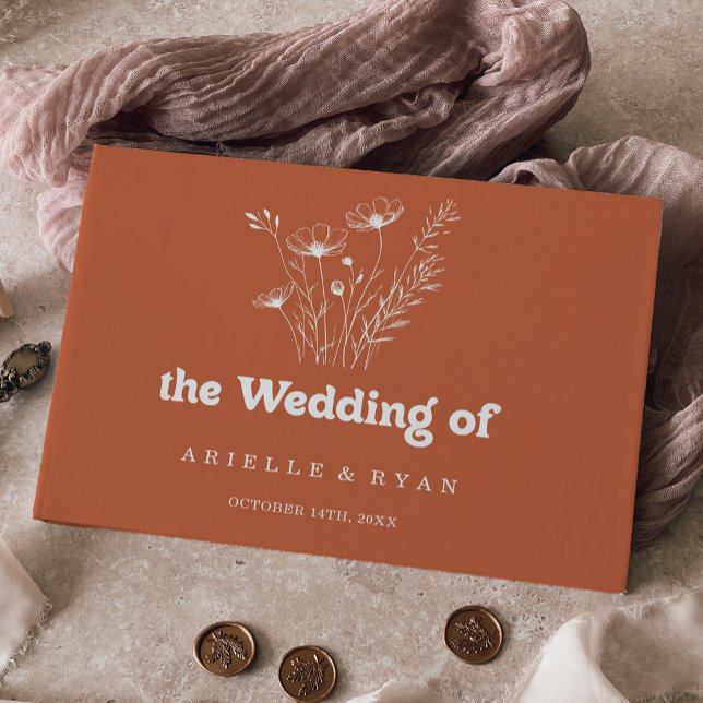  Minimal Terracotta Wildflower Wedding Guest Book (Creator Uploaded)