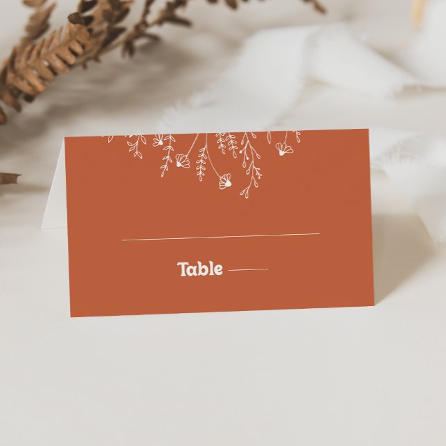 Minimal Terracotta Wildflower Wedding  Place Card (Creator Uploaded)