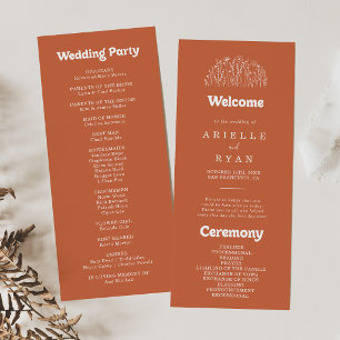 Minimal Terracotta Wildflower Wedding Program
