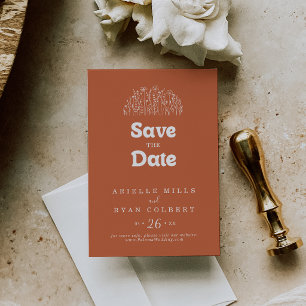 Minimal Terracotta Wildflower Wedding Save The Date
