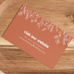 Minimal Terracotta Wildflower Wedding Website Enclosure Card