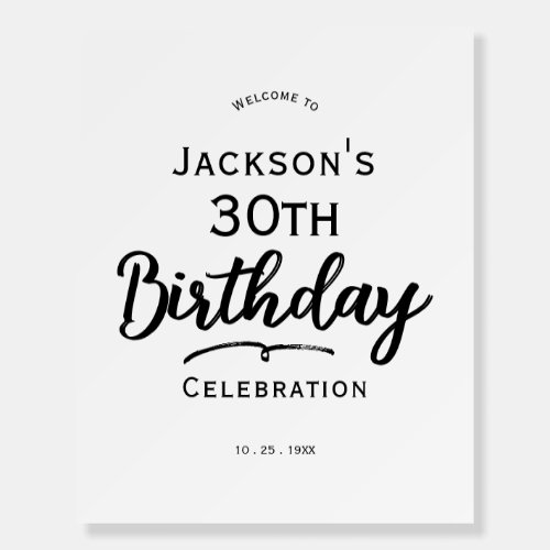 Minimal Text 30th Birthday  Foam Board