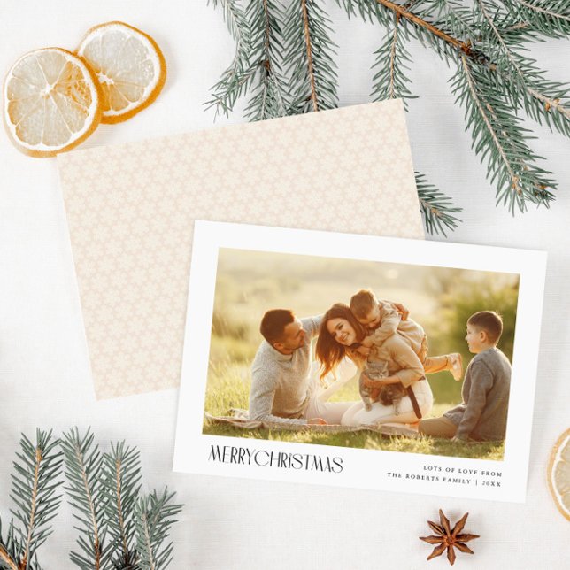 minimal text merry christmas photo greeting card (Creator Uploaded)