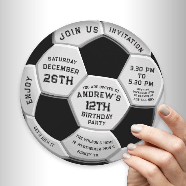 Minimal Text on Soccer Ball Birthday Invitation  (Creator Uploaded)