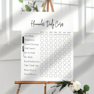 Minimal Text Script Daily Chore Chart Dry Erase Board