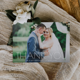 minimal text wedding thank you card