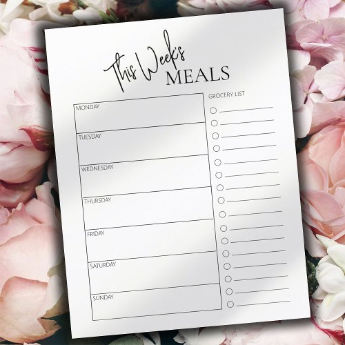 Minimal Text Weekly Meal Planner
