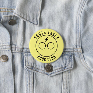 Minimal Text Yellow Line Art Book Club Logo Button