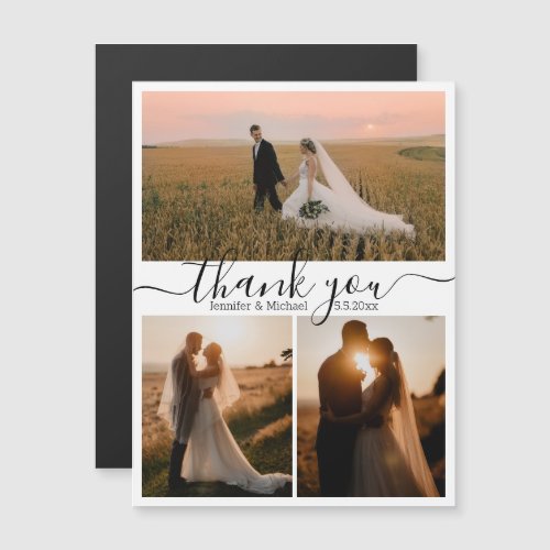 minimal thank you 3 photos collage wedding magnet