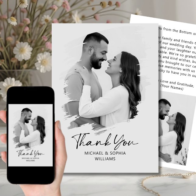 Minimal Thank You Card Wedding Black and White (Creator Uploaded)