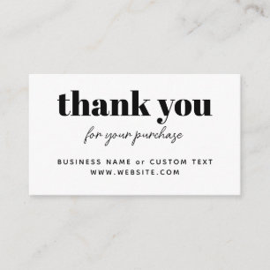 Minimal Thank You Heart For Your Purchase Business Enclosure Card