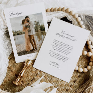 Minimal Thank you Wedding Photo Announcement Card