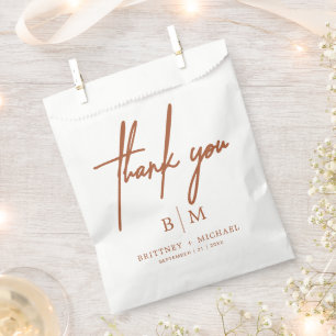 Minimal Thank You Wedding Terracotta Favor Bag
