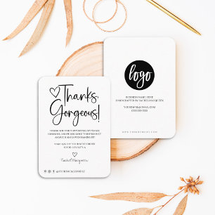 Minimal Thanks Gorgeous Script Customer Thank You  Business Card