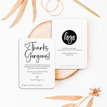 Minimal Thanks Gorgeous Script Customer Thank You  Business Card by _LaFemme_ at Zazzle