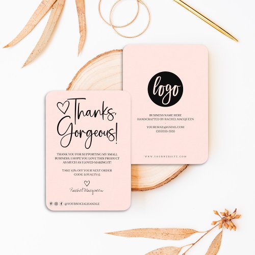 Minimal Thanks Gorgeous Script Customer Thank You  Business Card