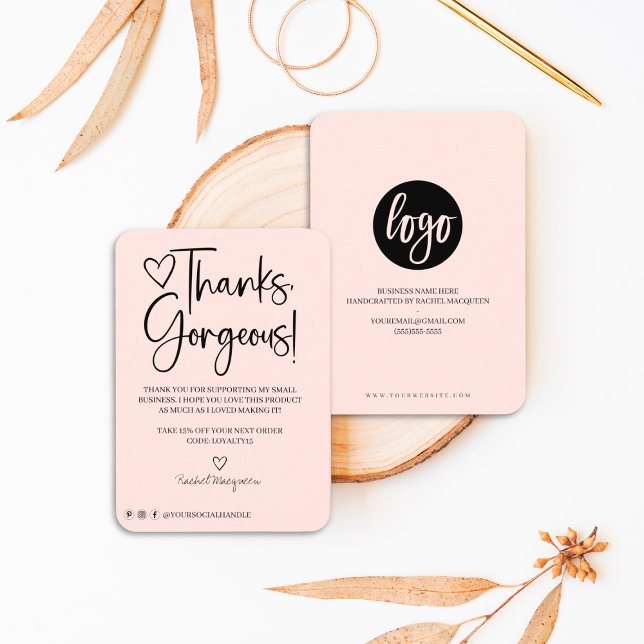 Minimal Thanks Gorgeous Script Customer Thank You  Business Card (Creator Uploaded)